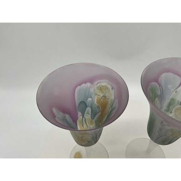 Nouveau Art Glass Hand Painted by RUEVEN Hard to Find Colorful Water Glasses - Picture 12 of 16